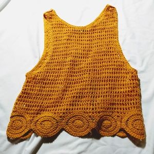 Charlotte Russe Crocheted Mustard crop top